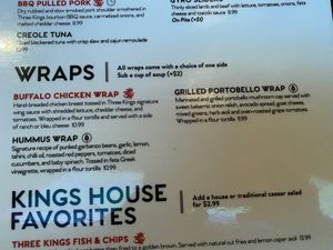 Menu at Three Kings Public House in St Louis