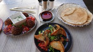 Falafel and Lebanese spinach pastries (both vegan) at Ilili in Tenerife