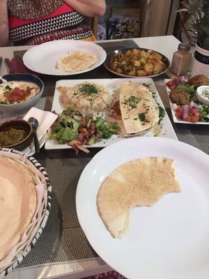 Vegan shawarma, hummus, falafel, potatoes at Ilili in Tenerife