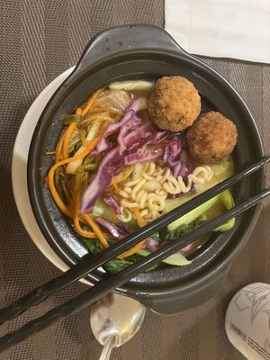 Korean Spicy Noodle soup  at Veggie Saigon - Vietnam & Thai Vegan Restaurant in Ho Chi Minh City