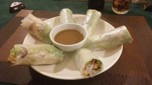 Summer rolls with peanut dip at Veggie Saigon - Vietnam & Thai Vegan Restaurant in Ho Chi Minh City