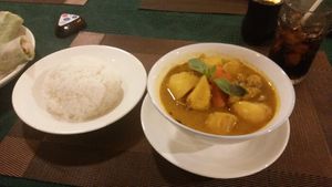 Vegetable curry with rice at Veggie Saigon - Vietnam & Thai Vegan Restaurant in Ho Chi Minh City