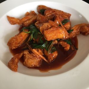 Spicy fried tofu skin rolls with basil. Yum! at Veggie Saigon - Vietnam & Thai Vegan Restaurant in Ho Chi Minh City