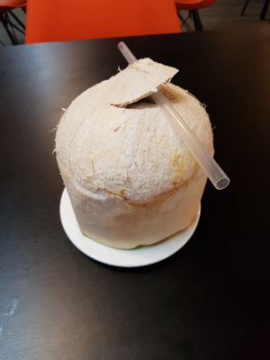 Fresh coconut water at Veggie Saigon - Vietnam & Thai Vegan Restaurant in Ho Chi Minh City