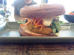 Spiced chickpea burger at Health Freak Cafe in Applecross