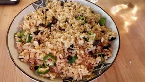 okra and rice at Gan Nan Vegetable Dumpling in Fuzhou