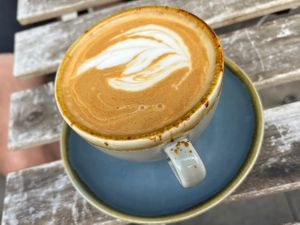 Oat latte  at Sazzy & Fran in East London