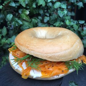 Zalmon and "cream cheese"
 at Sazzy & Fran in East London