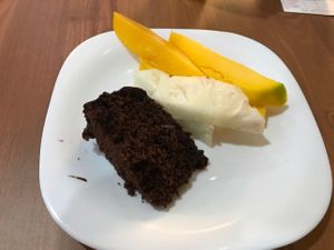 Desserts - Chocolate cake and fruits at Congosto in Sao Paulo