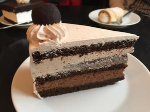 chocolate cake at Lokal Dela Krem in Warsaw