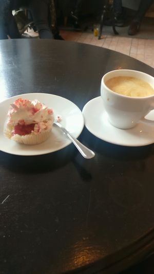 18 for cupcake and flat white  at Lokal Dela Krem in Warsaw