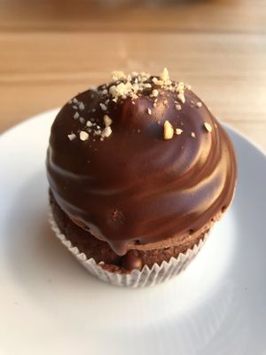 Vegan cupcake with chocolate ganache  at Lokal Dela Krem in Warsaw