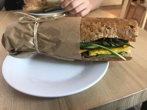Tofu egg baguette  at Lokal Dela Krem in Warsaw