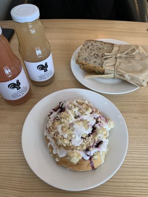 Sandwich and bun at Lokal Dela Krem in Warsaw