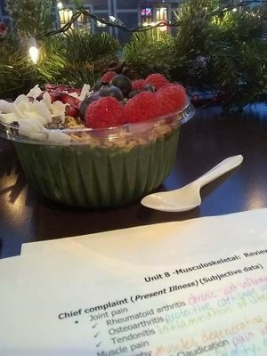 A colorful and delicious smoothie bowl to help me study for finals! at Nectar in Green Bay