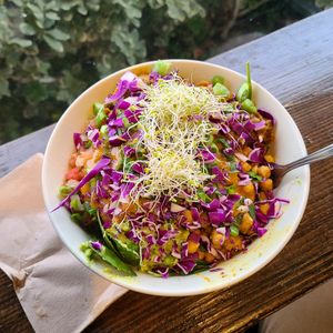 Southwestern chickpea bowl - excellent! at Greens Please Wellness Kitchen in Poway
