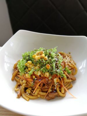 Stir fried udon at Harmony Hut International Food in Northeast Singapore