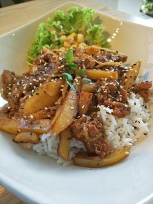 Sesame chicken rice... Super at Harmony Hut International Food in Northeast Singapore