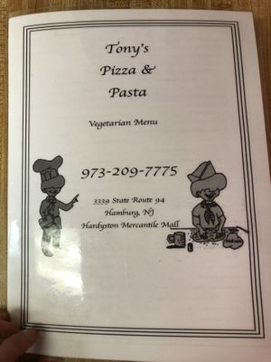 Menu at Tony's Pizza & Pasta in Hamburg