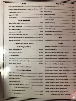 Menu at Tony's Pizza & Pasta in Hamburg