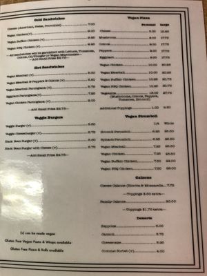 Menu at Tony's Pizza & Pasta in Hamburg