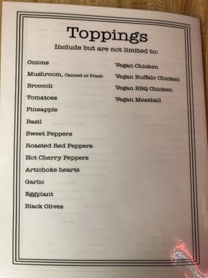 Menu at Tony's Pizza & Pasta in Hamburg