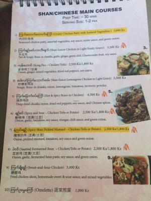 Shan/Chinese main courses at Pan Cherry Noodle House in Mandalay