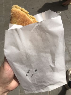 Spinach chickpea pie at Starenio Bakery in Corfu