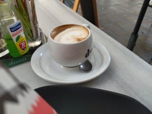 Vegan cappuccino! 🙀 at Starenio Bakery in Corfu