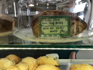 Vegan goji berry cake at Starenio Bakery in Corfu