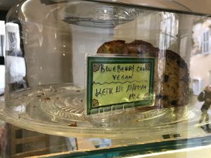 Blueberry vegan cake at Starenio Bakery in Corfu
