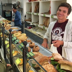loads of vegan pasties. Great help with excellent English.  at Starenio Bakery in Corfu
