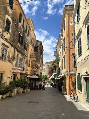 the view  at Starenio Bakery in Corfu