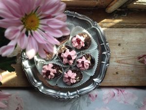 Chocolate salami with cherry flavoured vegan cream at Marta Kohvik in Tallinn