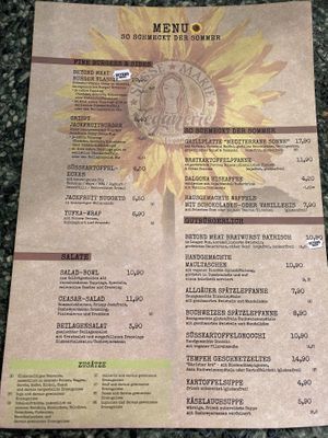 Menu - Aug 2021 at Süsse Marie Veganerie in Karlsruhe