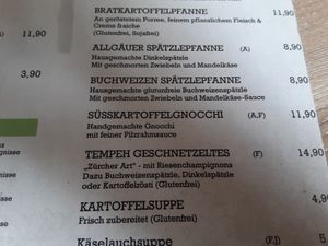 Menu at Süsse Marie Veganerie in Karlsruhe