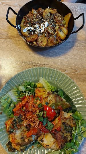 Potatoes and stuffed pasta😋 at Süsse Marie Veganerie in Karlsruhe