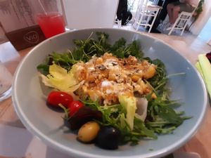 Dinkelnockerl mit Kürbiskernöl at Süsse Marie Veganerie in Karlsruhe