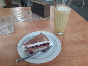 One of many types of cakes available at Süsse Marie Veganerie in Karlsruhe