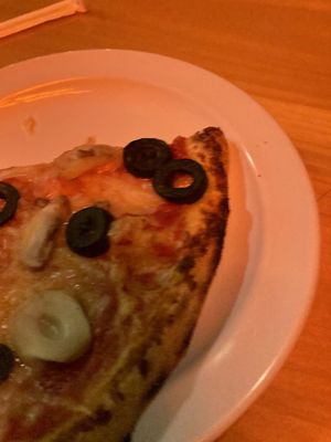 Pizza with vegan cheese at Russo's Kitchen and Bar in Zanesville