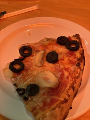 Pizza with vegan cheese at Russo's Kitchen and Bar in Zanesville