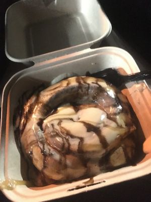 chocolate and caramel drizzle at Cinnaholic - Centennial in Las Vegas
