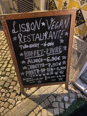A sign at Lisbon Vegan Restaurante in Lisbon