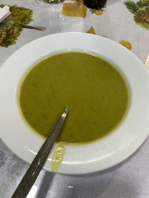 Soup to start  at Lisbon Vegan Restaurante in Lisbon