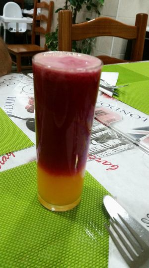 beet and orange juice at Lisbon Vegan Restaurante in Lisbon