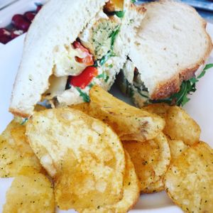 vegan falafel and hummus sandwich at Lord Roberts on The Green in Croydon