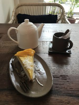 Raw cake and hot tea @ Vibe Café, Phnom Penh  at Vibe Cafe in Phnom Penh