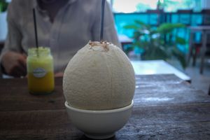 fresh coconut at Vibe Cafe in Phnom Penh