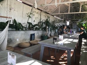 Rooftop tables at Vibe Cafe in Phnom Penh