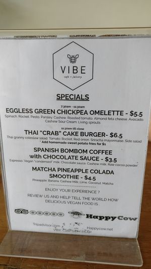 Today's specials at Vibe Cafe in Phnom Penh